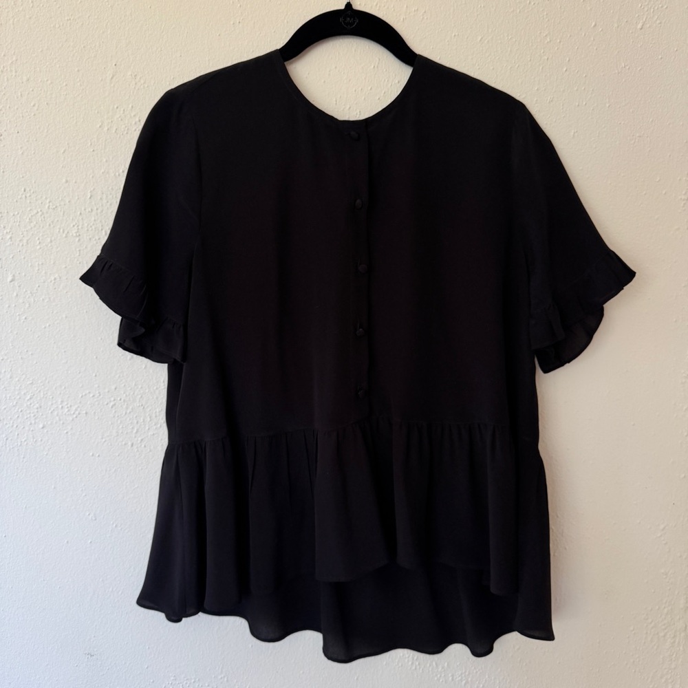 Madewell Silk Ruffle Hem Blouse - Picture 3 of 11